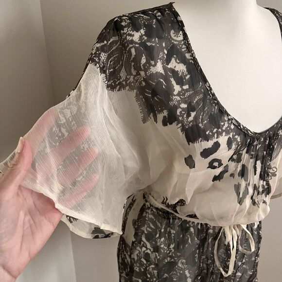 Converse Y2K Sheer Floral Leopard Top M Whimsigoth Festival Fairy Grunge Sheer - Picture 7 of 11